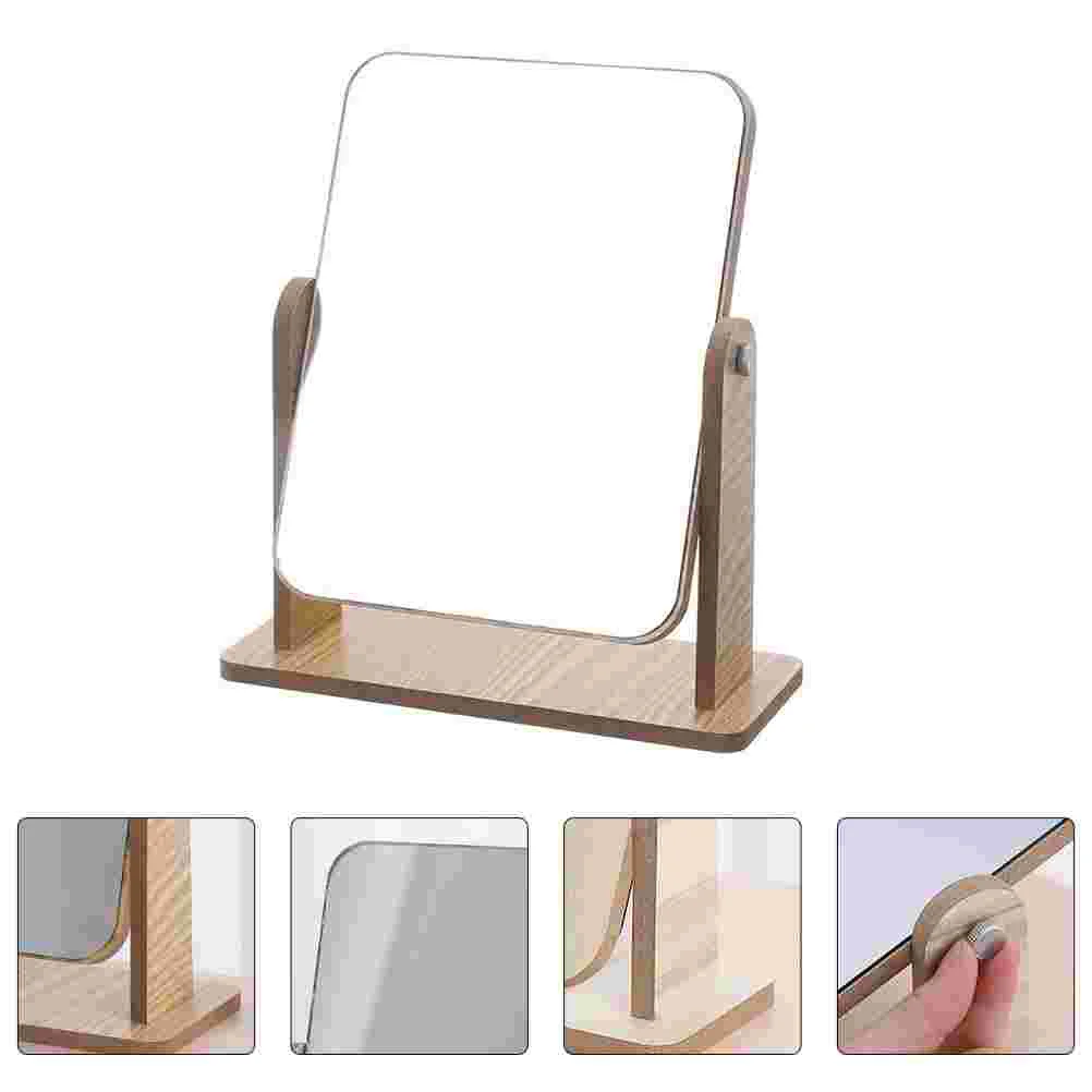 

Rotating Vanity Mirror Home Table Girl Cosmetics Decor Square Wooden Dresser Woman