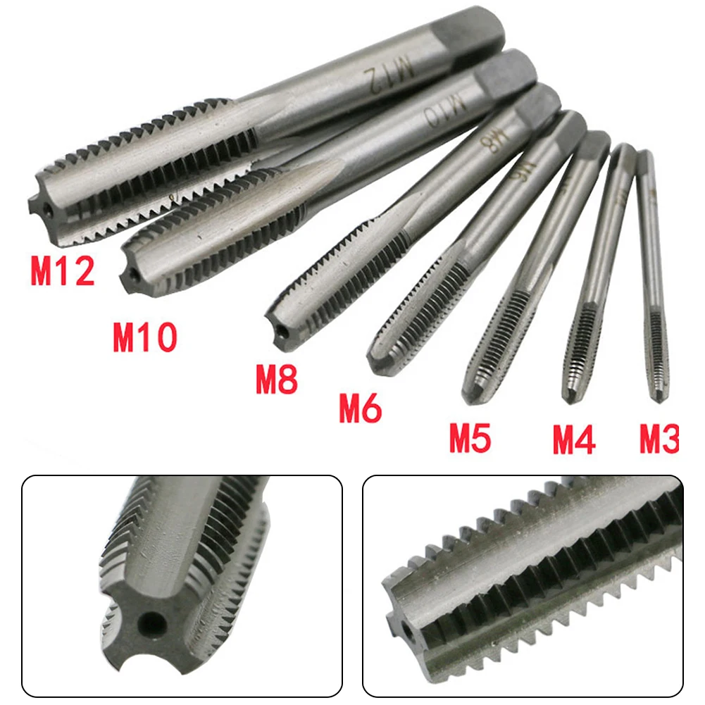 

Spiral Pointed Tap Tap Drill Bits Screw Thread Tap Right Hand 7PCS For Processing HSS Hand Tools Kit Replacement