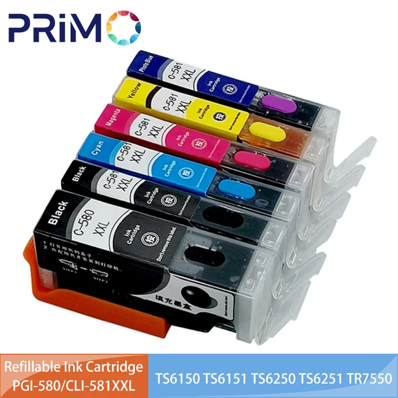 Imagem -01 - Cartucho de Tinta Recarregável com Chip Permanente Canon Ts6150 Ts6151 Ts6250 Ts6251 Tr7550 Tr8550 580xxl 581xxl Pgi580 Cl-i581 Xxl cartucho de tinta recarregavel com chip permanente canon ts6150 ts6151 ts6250 ts6251 tr7550 tr8550 580xxl 581xxl pgi580 cl i581 xxl 01