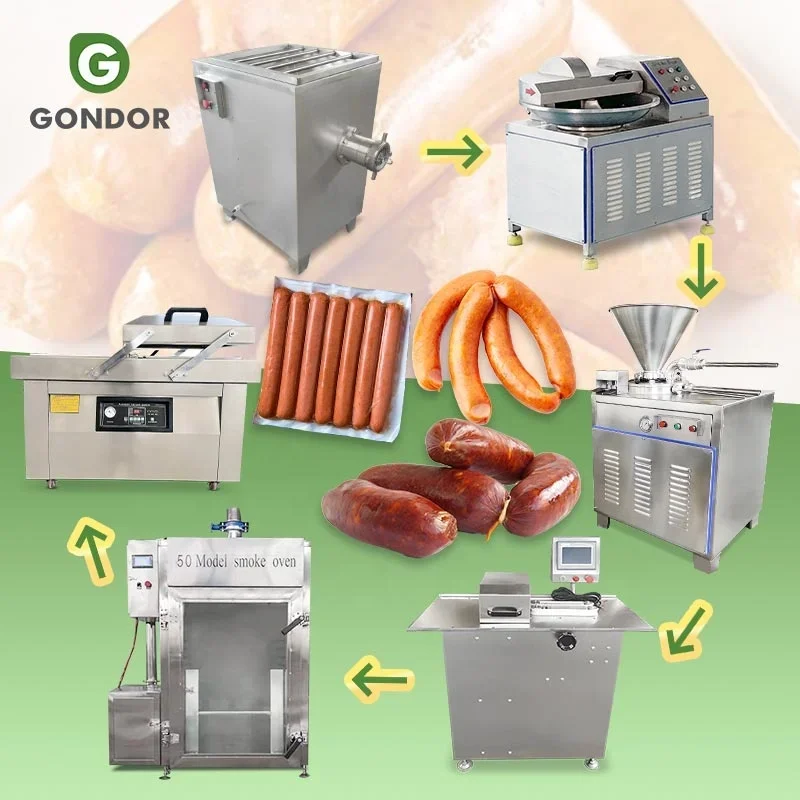 High Speed Bacon Electric Pork Fish Hot Dog Sausage Make Machine Automatic Meat Product Production Line