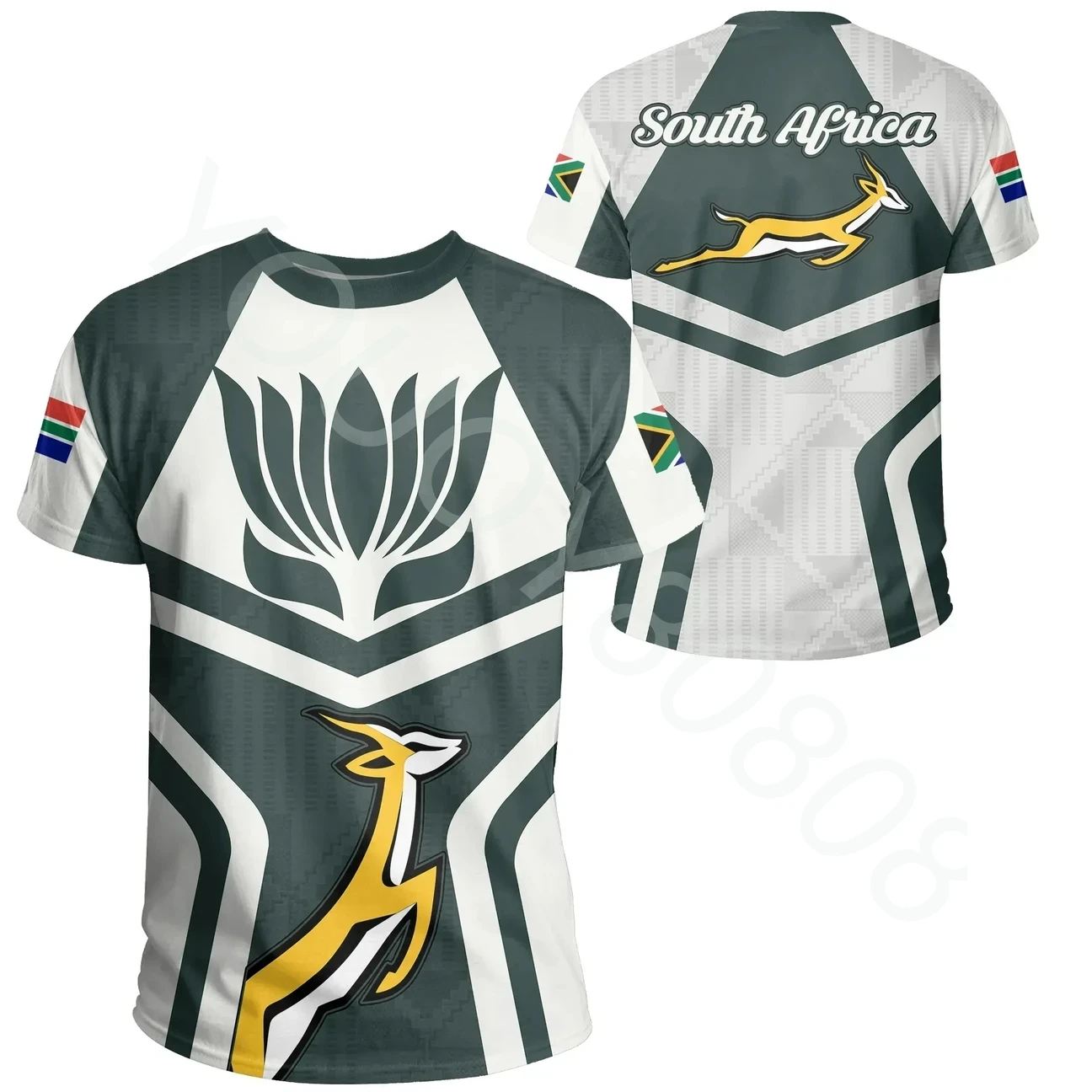 

New South African Springbok Protea - Ryan Style Men's Clothing African Zone T-Shirt Casual Sports Print Street Wind Top