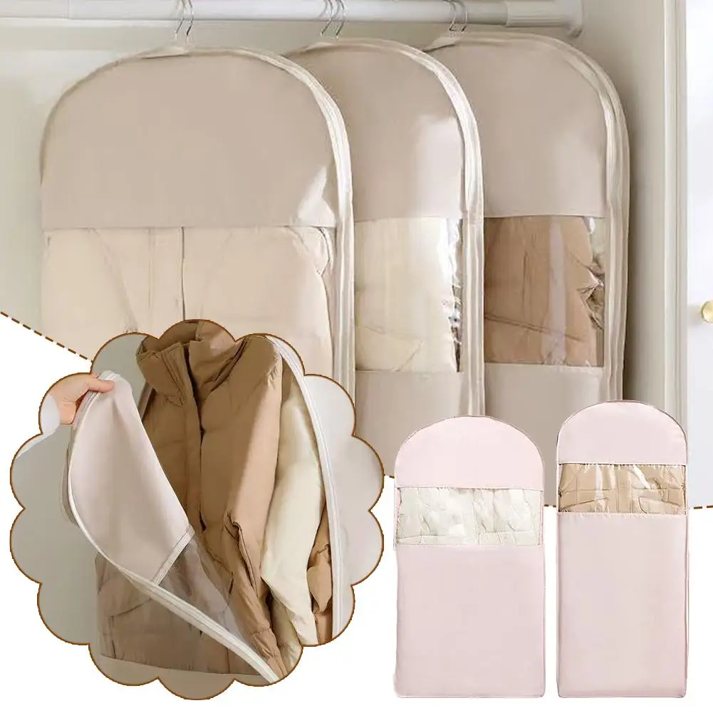 

1pcs Down Jacket Compressed Dust Cover Wardrobe Clothes Visible Hanging Bag Dust Household Bag Window Transparent Clothes A8R2