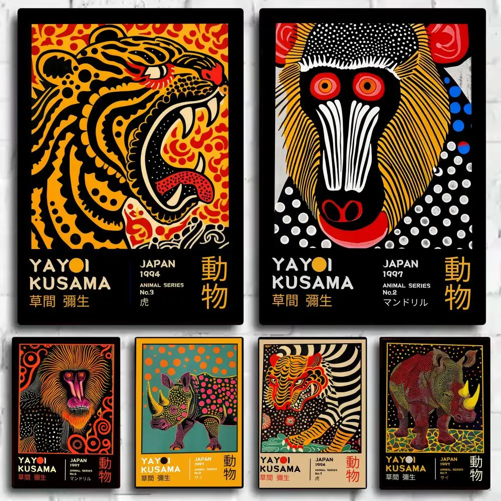 Japanische Yayoi K_Kusama Abstrakte Leinwanddrucke Poster Japandi Vintage Tierästhetik Kunstdrucke Schlafzimmer Wandkunst Heimdekoration