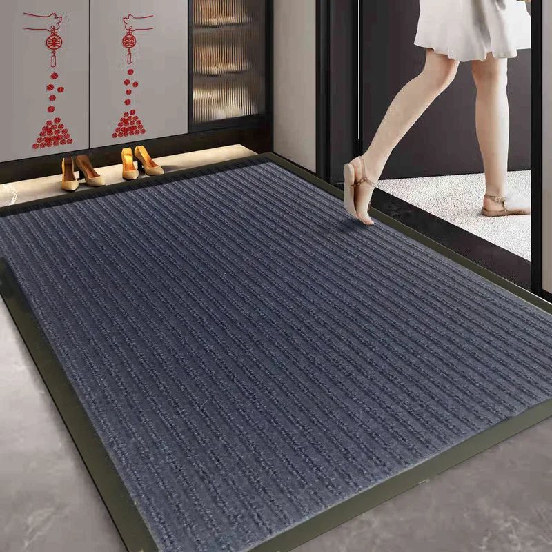 Commercial Cuttable Entrance Door Mat Double Stripe Non Slip Water Absorbent Floor Rug for Hotel Restaurant Lobby Carpet