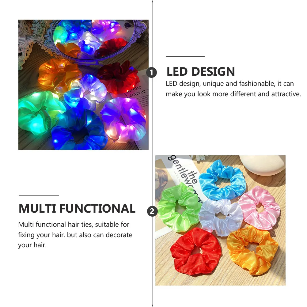 

6 шт. светодиодные резинки для волос, веревки для волос с толстой кишкой, эластичные практичные декоративные уникальные модные подарки для рождественской вечеринки