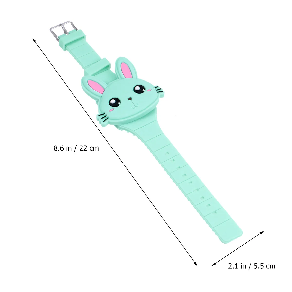 Rabbit Shape Silicone Cartoon Watch Green LED Birthday Gift Party Favor Baby Shower Kids Watch for Children Toddlers view 4
