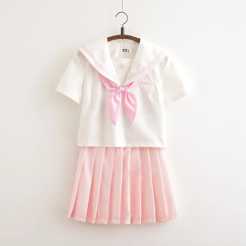 Sakura School Dress Lolita Summer Pink skirt JK Japanese School Uniforms Top Skirt Tie Teen Girls Anime Cosplay Sailor Suits