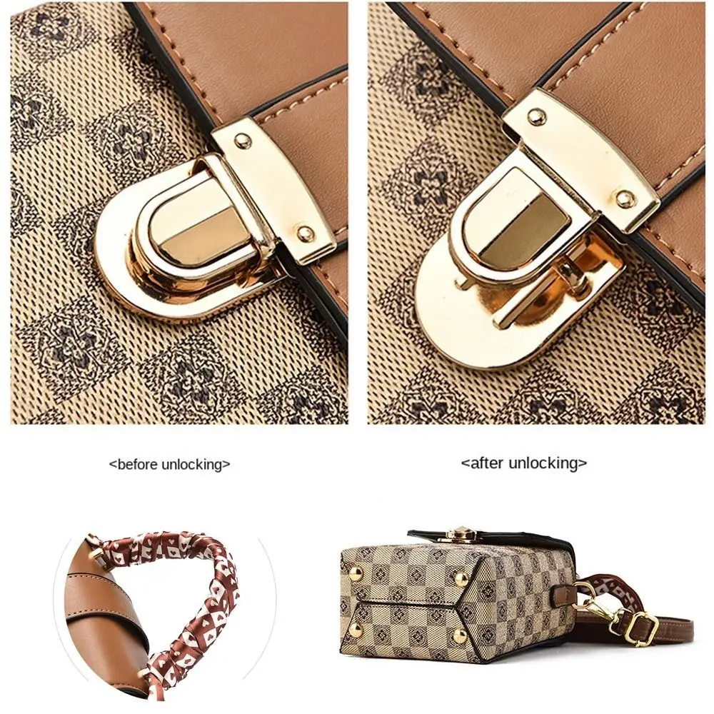 Fashion Shoulder Bag Vintage Wide Strap Rhombic Small Square Bag Bucket Bag Phone Bag for Women Girls