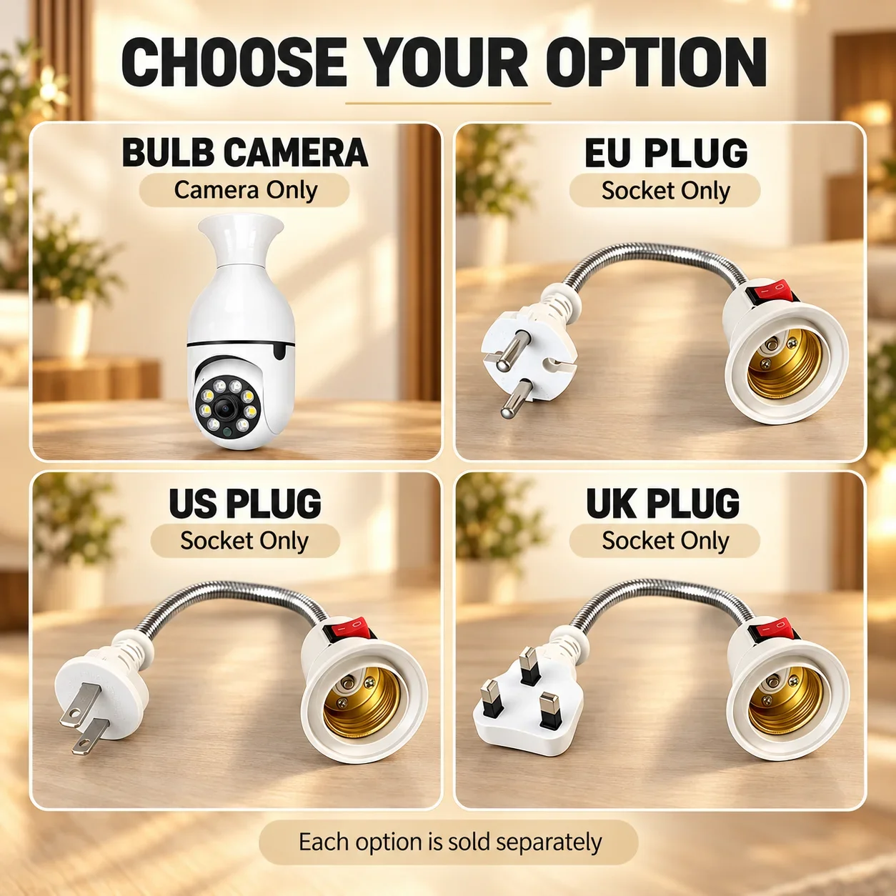 1080P HD E27 Bulb Surveillance Camera Anti-theft Outdoor Indoor Security Monitor Wireless WiFi Camera Night Vision Audio IP Came