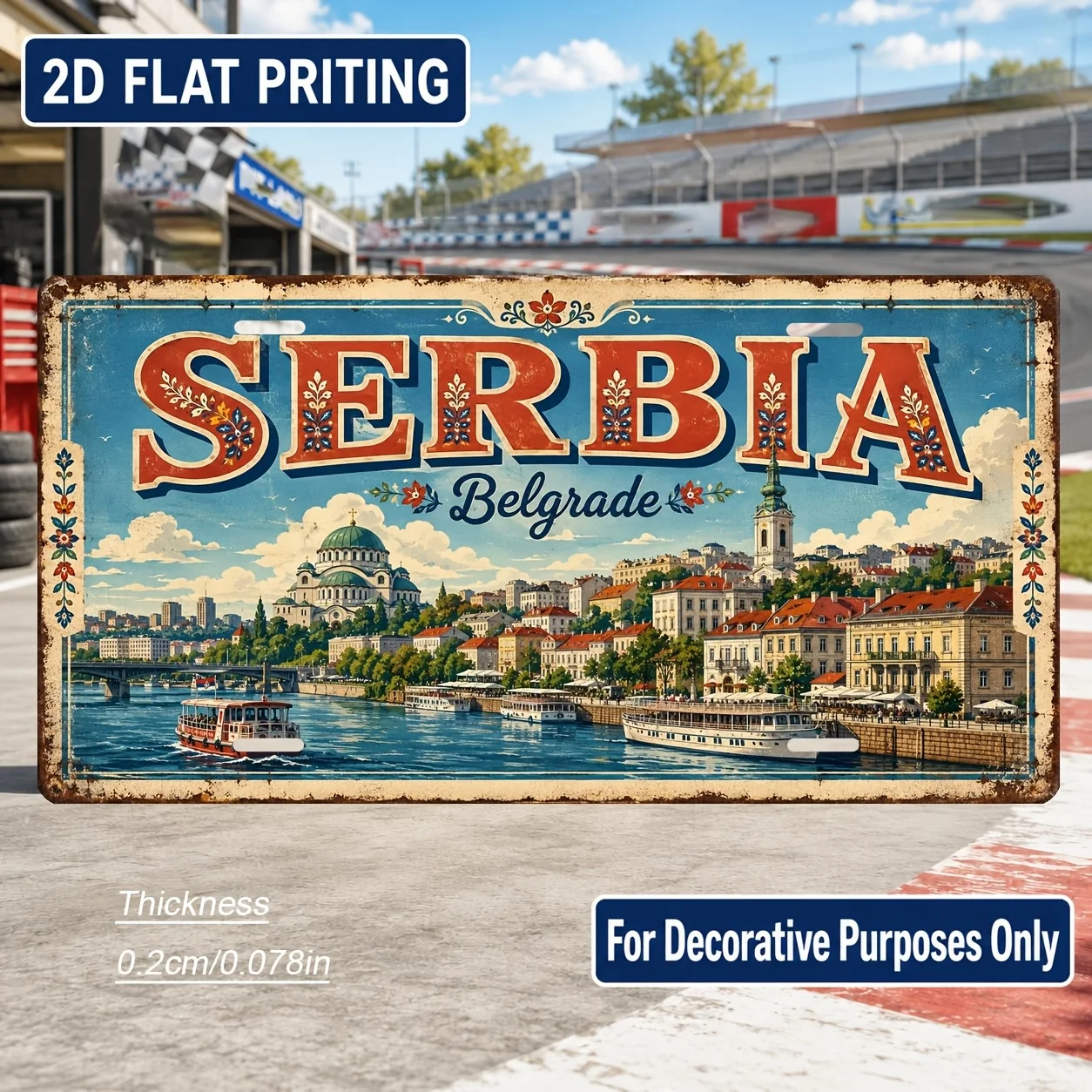 2D Flat - 【2D Flat】 2D Flat - [2D Flat] 2D Flat, 1pc, Serbian Theme Retro Sign, for Decoration Solely, Home Decor, Birthday Gift