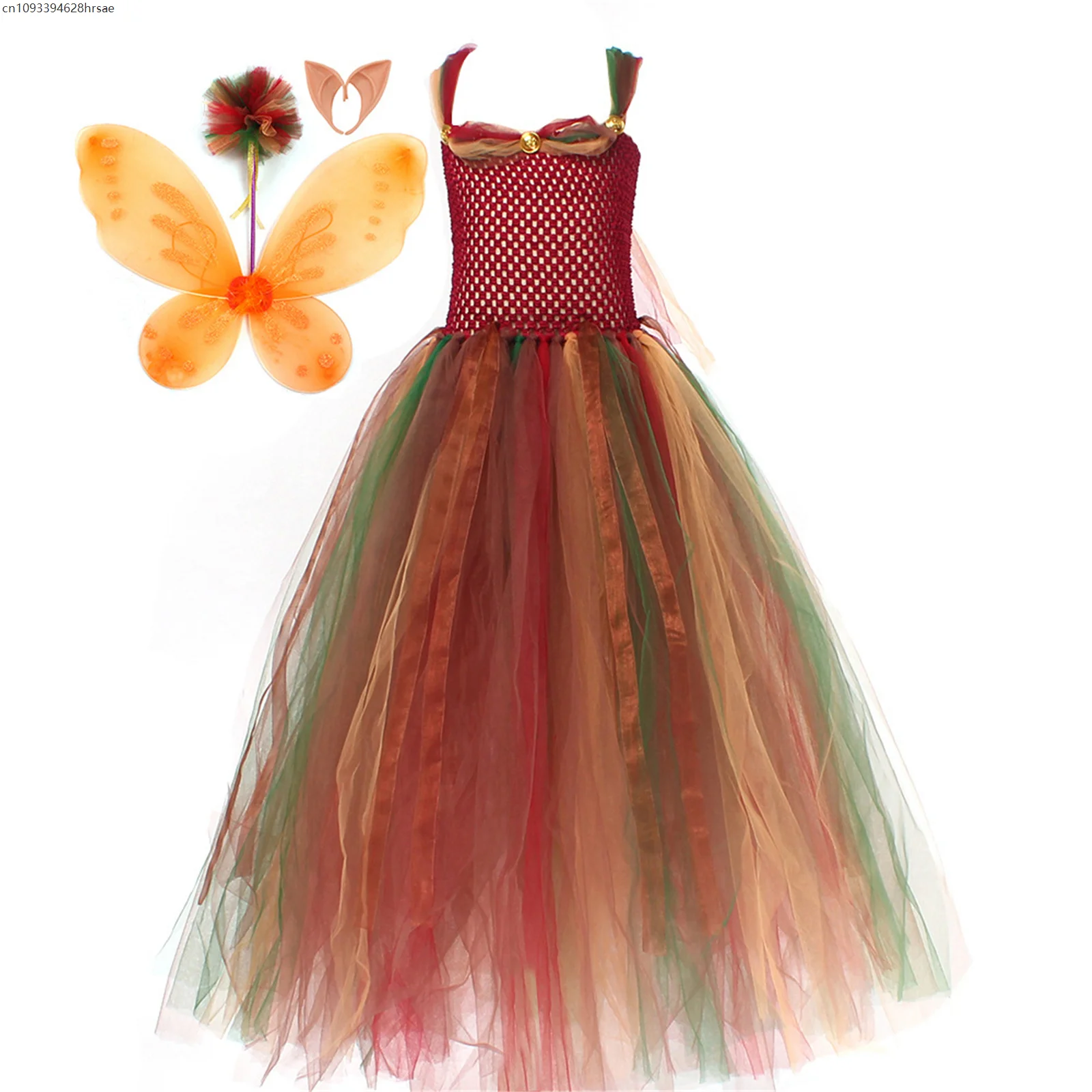 Disfraz de princesa de hadas de la selva para niñas, vestido tutú de Cosplay de elfo de la jungla elegante con alas, trajes de fiesta de elfos de Halloween para niños