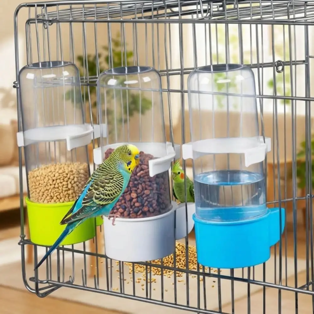 240ML Capacity Automatic Bird Feeder Plastic Detachable Base Cage Hanging Feeder Leak-Proof Hummingbird Feeder