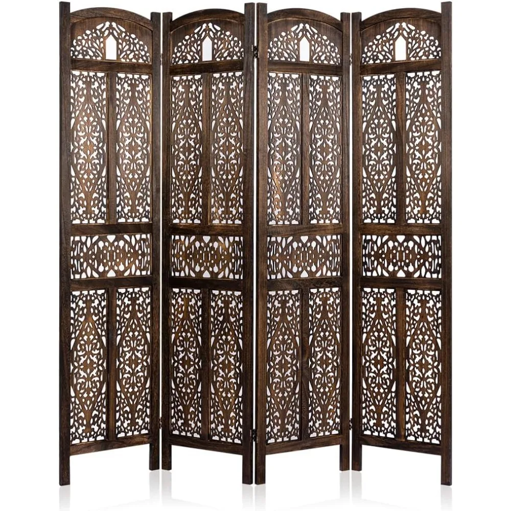 Folding Screen Separator Freestanding Privacy Screen Partition Walnut Room Devider Wooden Room Divider Home Decor Garden