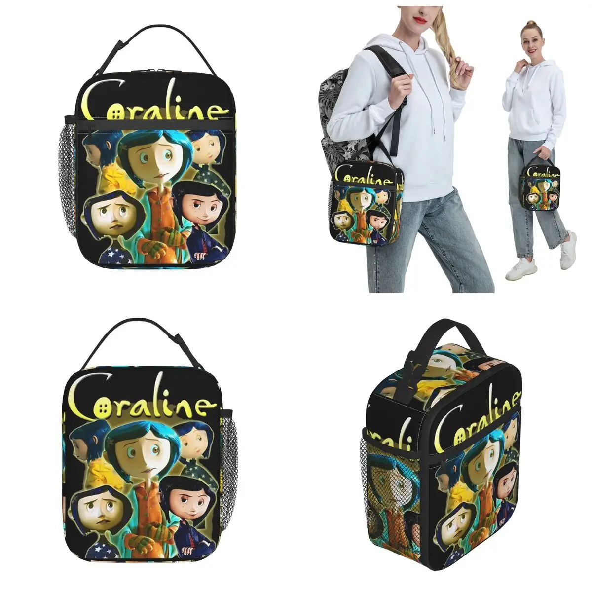 Coralines Cartoon Movies Merch Insulated Lunch Bag For Office Other Mother Food Storage Bag Leakproof Thermal Cooler Lunch Boxes