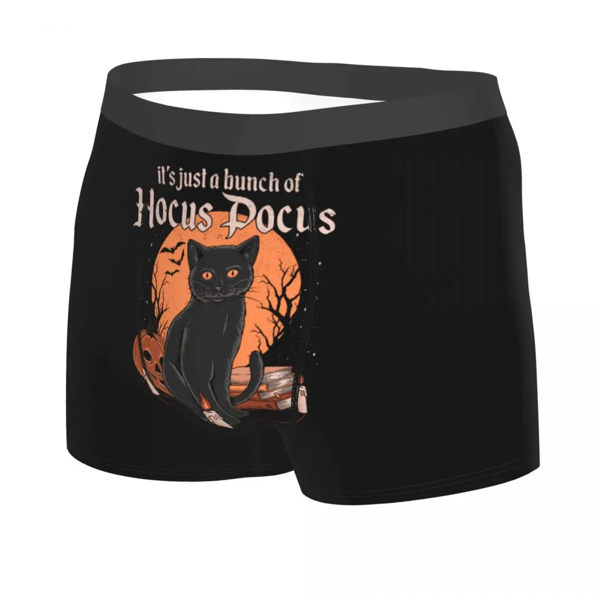 مخصص الذكور مجموعة من Hocus Pocus الرجال الملابس الداخلية هالوين السحر الأسود القط سراويل داخلية للرجال تنفس السراويل سراويل داخلية