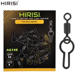 Hirisi 10pcs Carp Fishing Pva Mesh Swivel Clips Pva Bag Fishing Swivel Snap for Carp Terminal Tackle End Tackle AG145