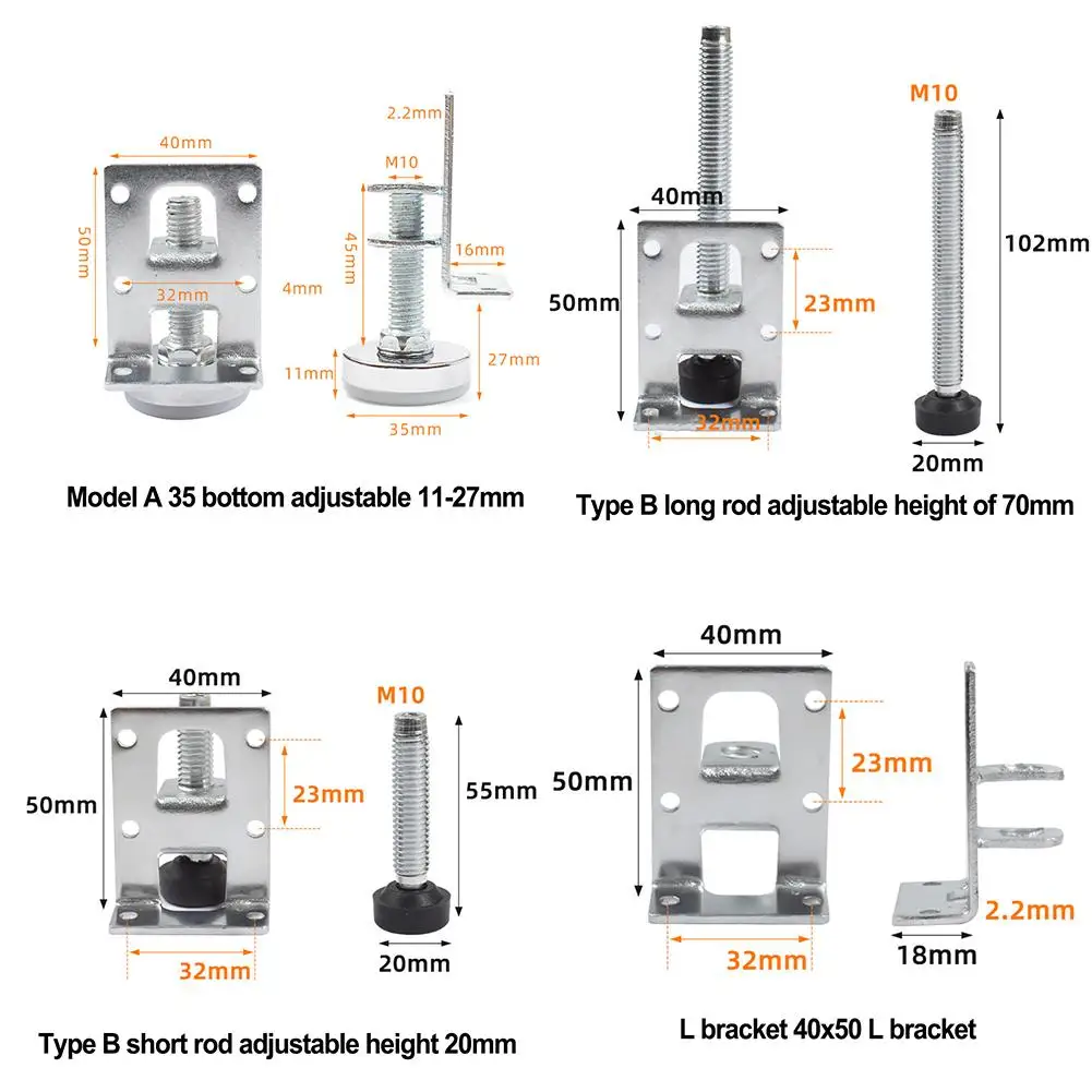 Heavy Duty Furniture Levelers Leveling Feet Adjustable Leveler Legs For Cabinets Tables ﻿workbench Shelving Units
