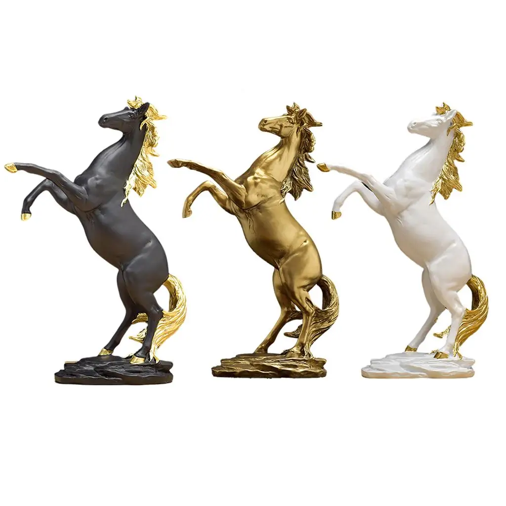 Galloping Horse Figurine Horses Statue Good Fortune Resin Sculpture Ornament