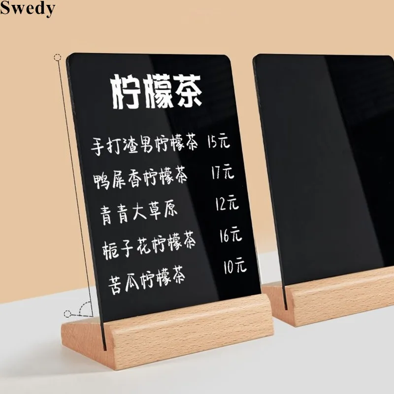 A5 148x210mm Wood Base Tabletop Chalkboard Sign Holder Stand Restaurant Bar Menu Chalkboard Stand Message Board