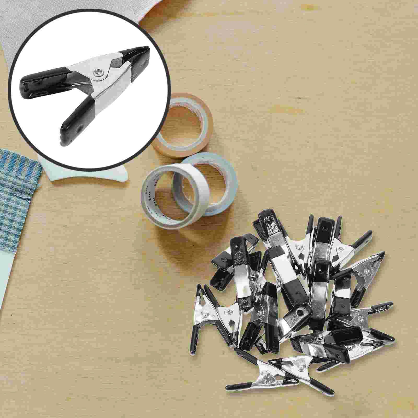 20 Pcs Metal Clip Clips Heavy Duty Clamp Backdrop for Arch Stand Jacket Black Pvc Clamps