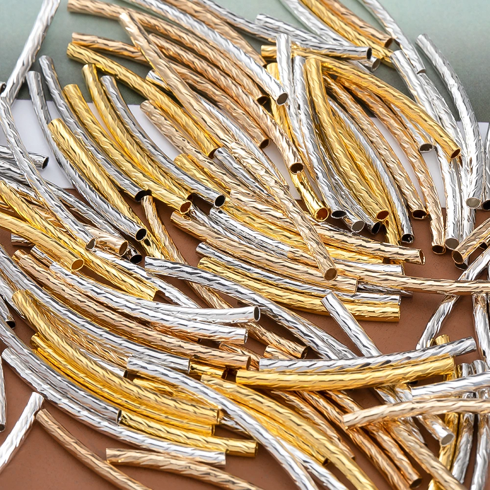 100pcs 25/30mm Stripe Curved Copper Tube Connectors for DIY Jewelry Making Bracelet Necklace Components