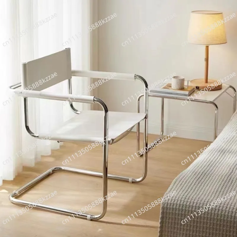 Stainless Steel Dining Chairs Modern Simple Restaurant Chair Living Room Portable Leather Armchair Home Decoration Furniture