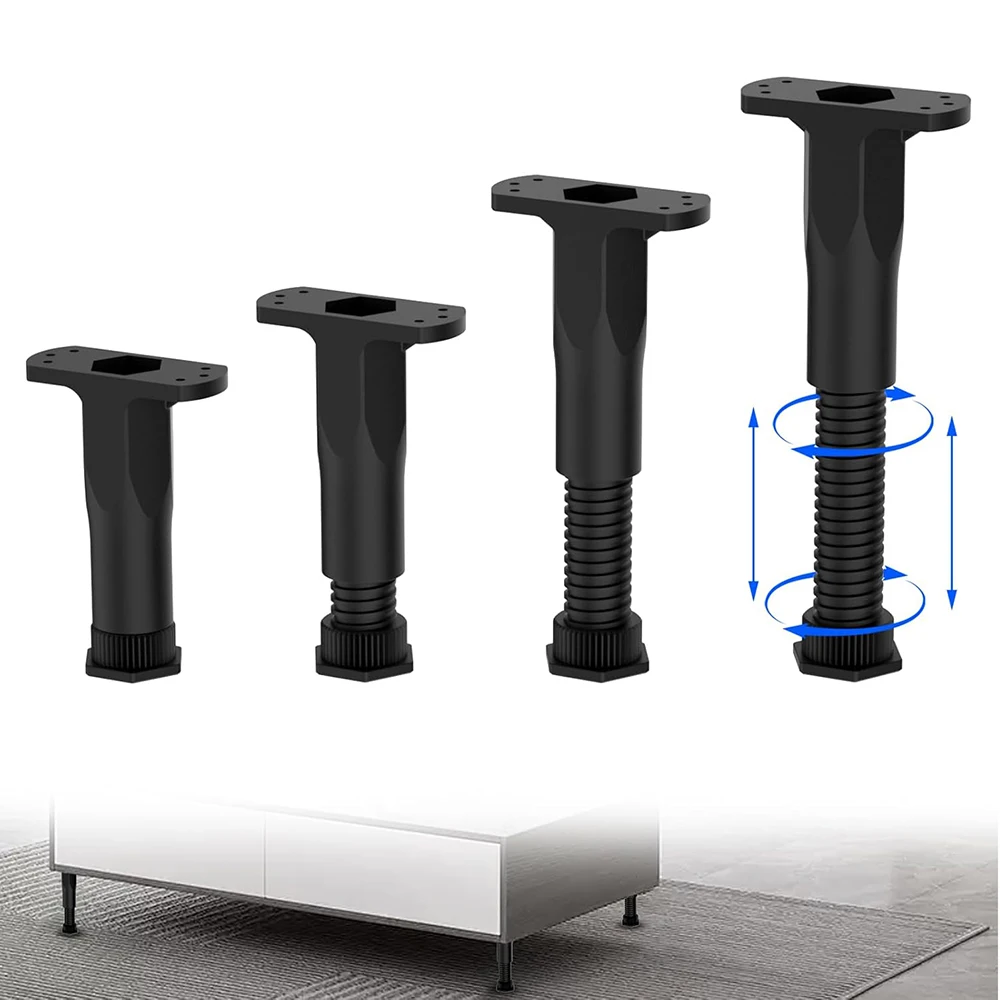 4Pcs Adjustable Bed Support Leg T-Shape Bed Frame Support Column Retractable Bed Feet for Bed Board Sofa Cabinet Furniture Repla