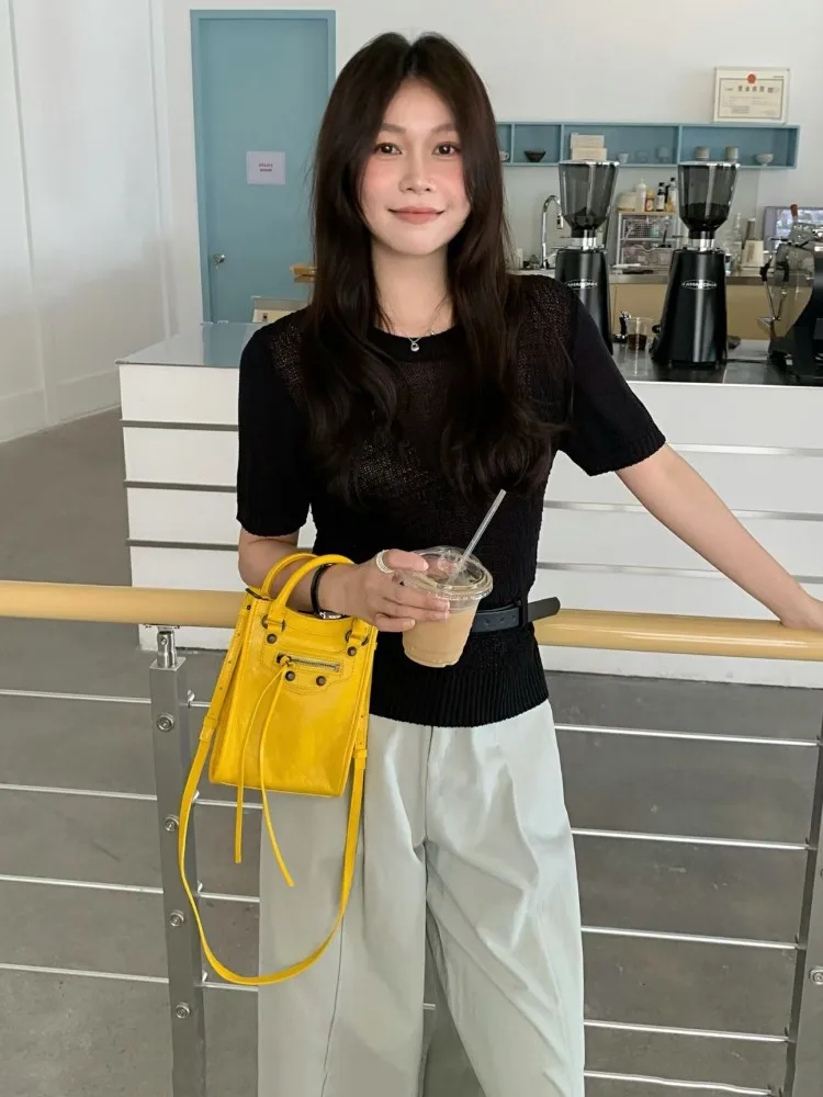 Mini Womens Genuine Leather Phone Bags Zipper Cowhide Females Single Shoulder Crossbody Bag Solid Color Retro Casual Handbag