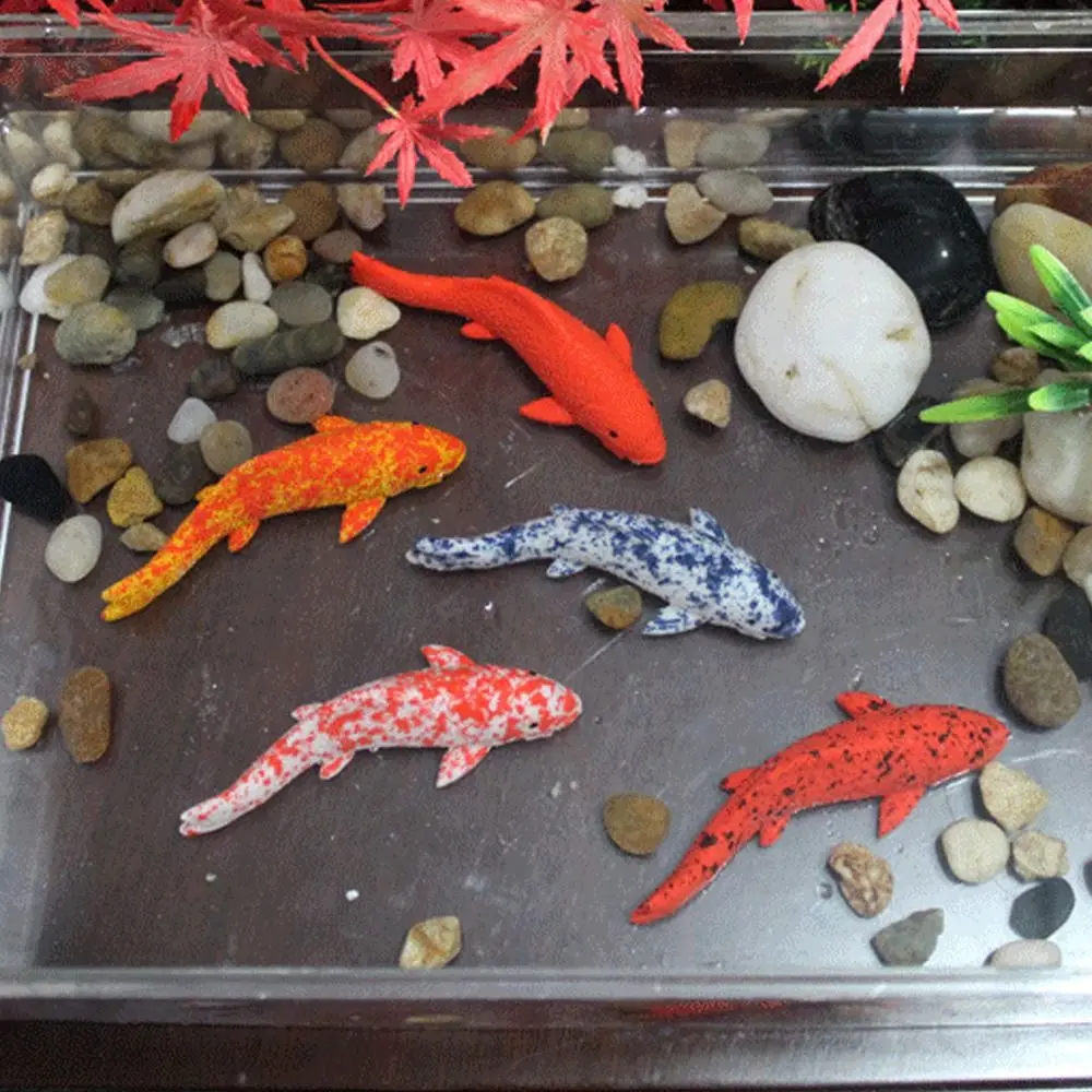 Cartoon Mini Koi Fish Ornament Simulation Resin Crafts Carp Figurines DIY Cute Small Fish Statue Home