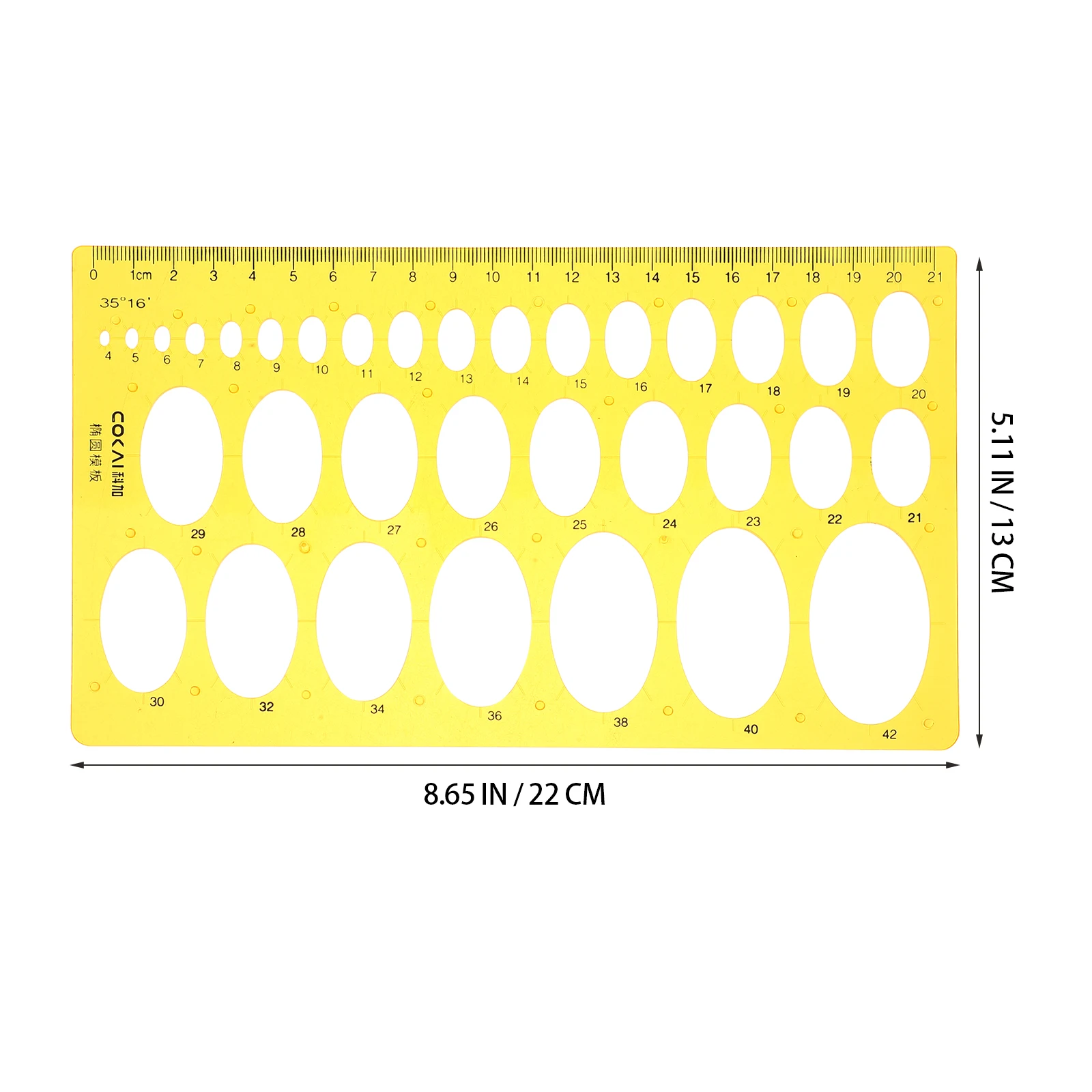 Ellipse Measuring Rulers Plastic Drawing Templates Transparent Geometric Scales Centimeter Stencils Architecture Design(Orange)