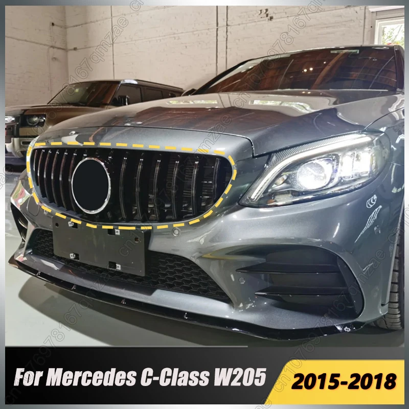 

Автомобильная передняя решетка с одной решеткой, сетка-тюнинг для Mercedes Benz C W205 C180 C200 C250 C300 C350 C400 2015-2018