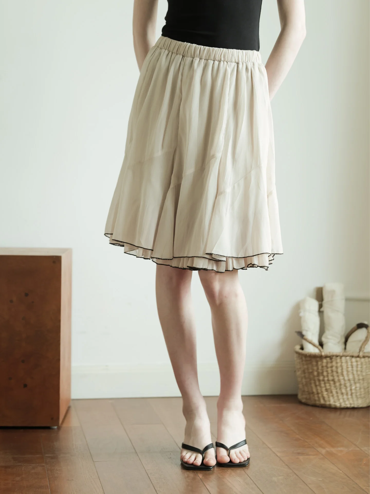 

Spring Also White Vintage Flowing Mesh A-Line Skirt Women's High Waist Slimming Fluffy Skirt Polyester Fabric Summer New...