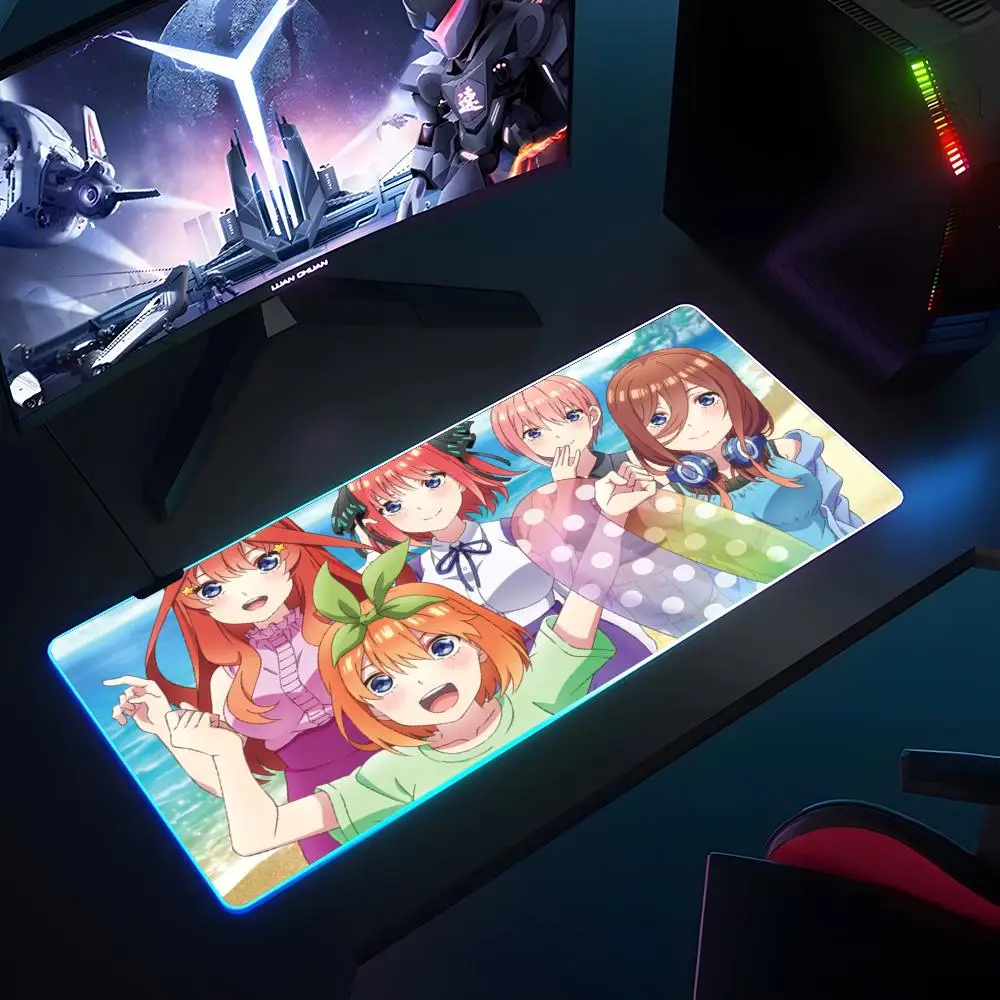 The Quintessential Quintuplets Mouse Pad RGB Luminous 700X400mm Large Table Pad Encrypted Anti Skid Super Large Mouse Pad