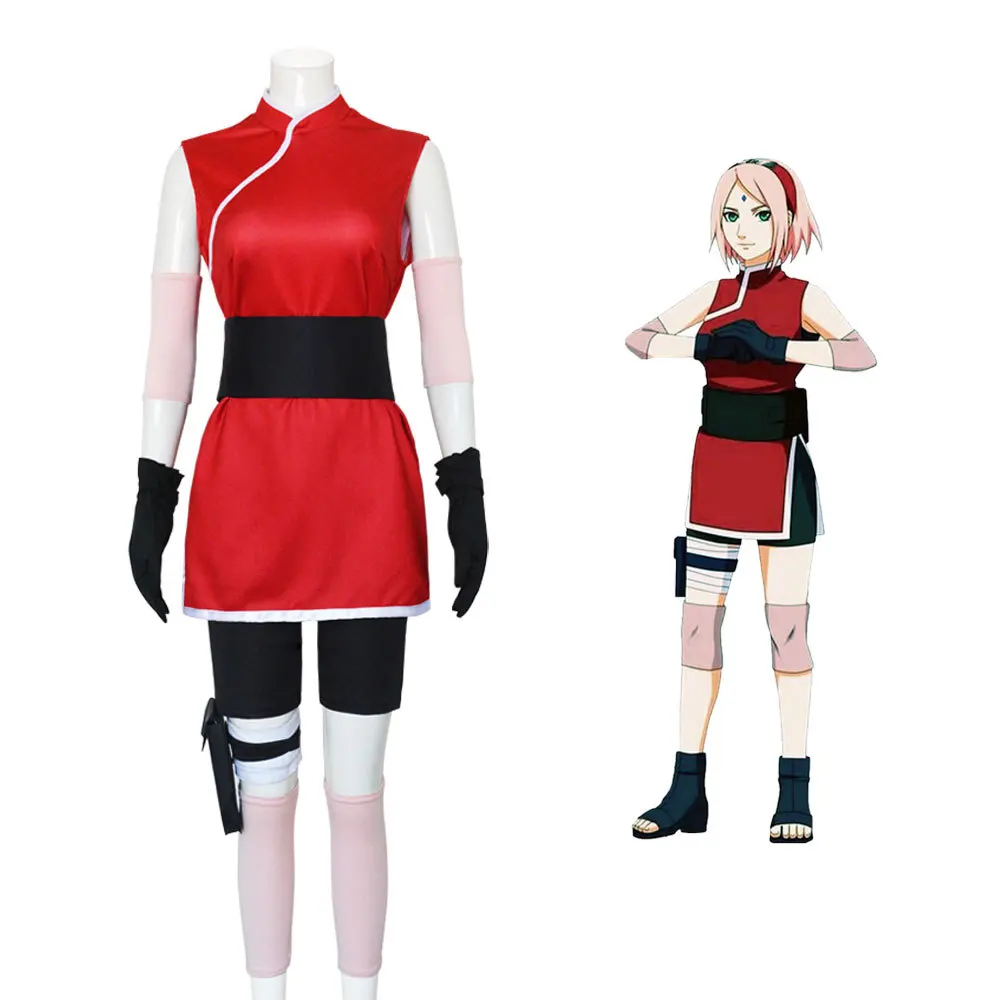

New Shippuden Sakura Haruno Cosplay Costume Set - Anime Ninja Roleplay Outfit