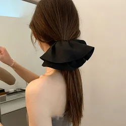New Fabric Black Pleated Large Hair Ties for Women Scrunchies Temperament Herben Style Personality Fashion Ponytail Accessories