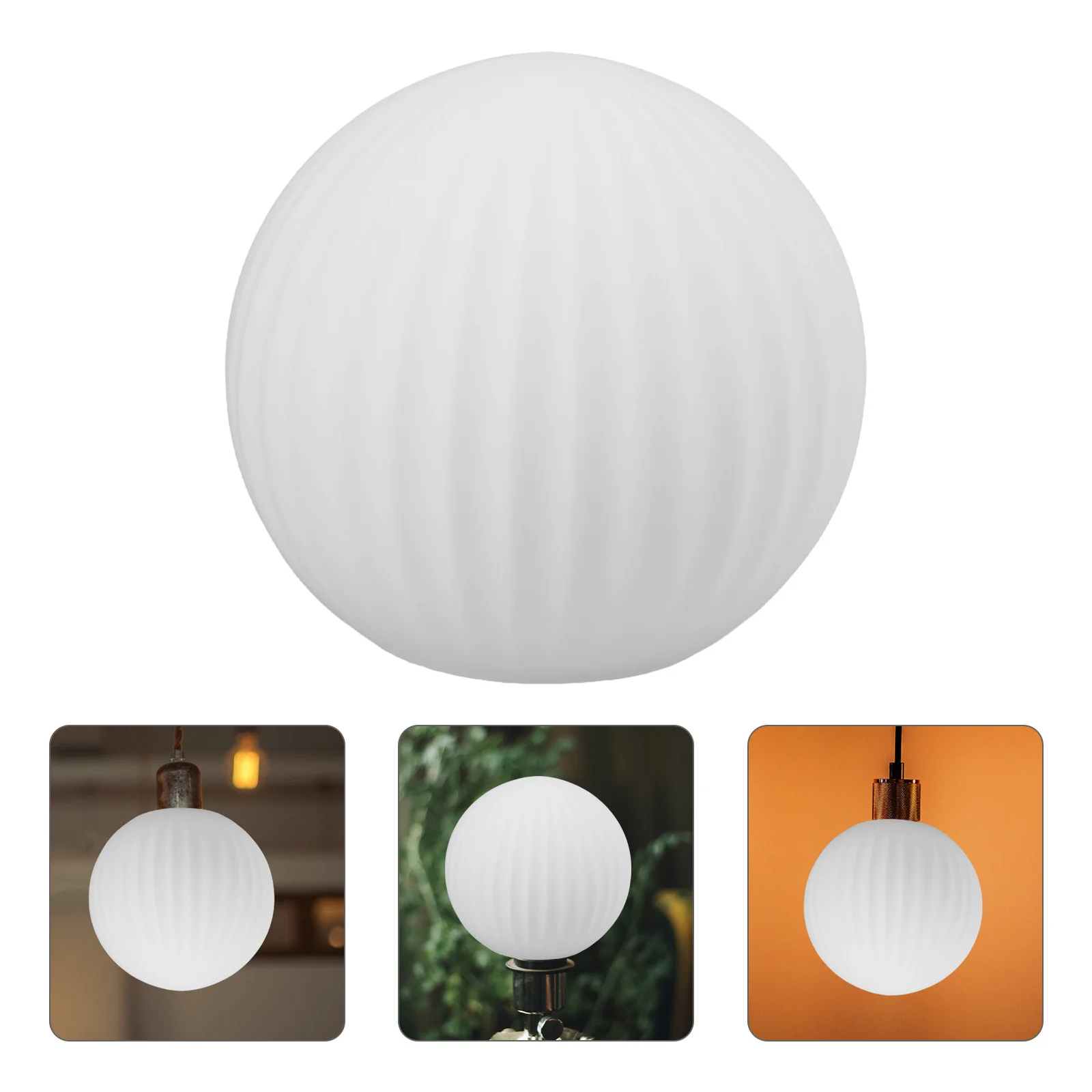 

Frosted Striped Round Globe Glass Lampshade Flat Mouth Replacement Globe Lamp Shade for Pendant Light Ceiling Fixture Cover