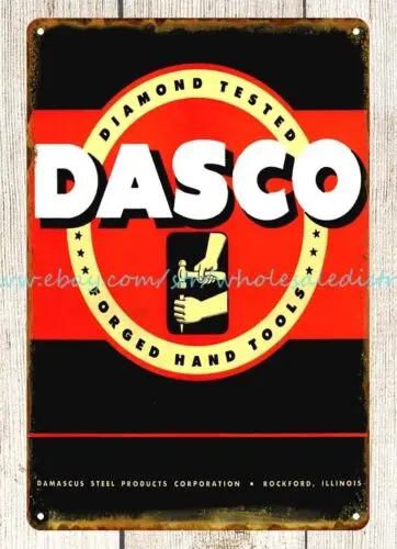 pretty wall decor 1947 Dasco Forged Hand Tools workshop garage metal tin sign