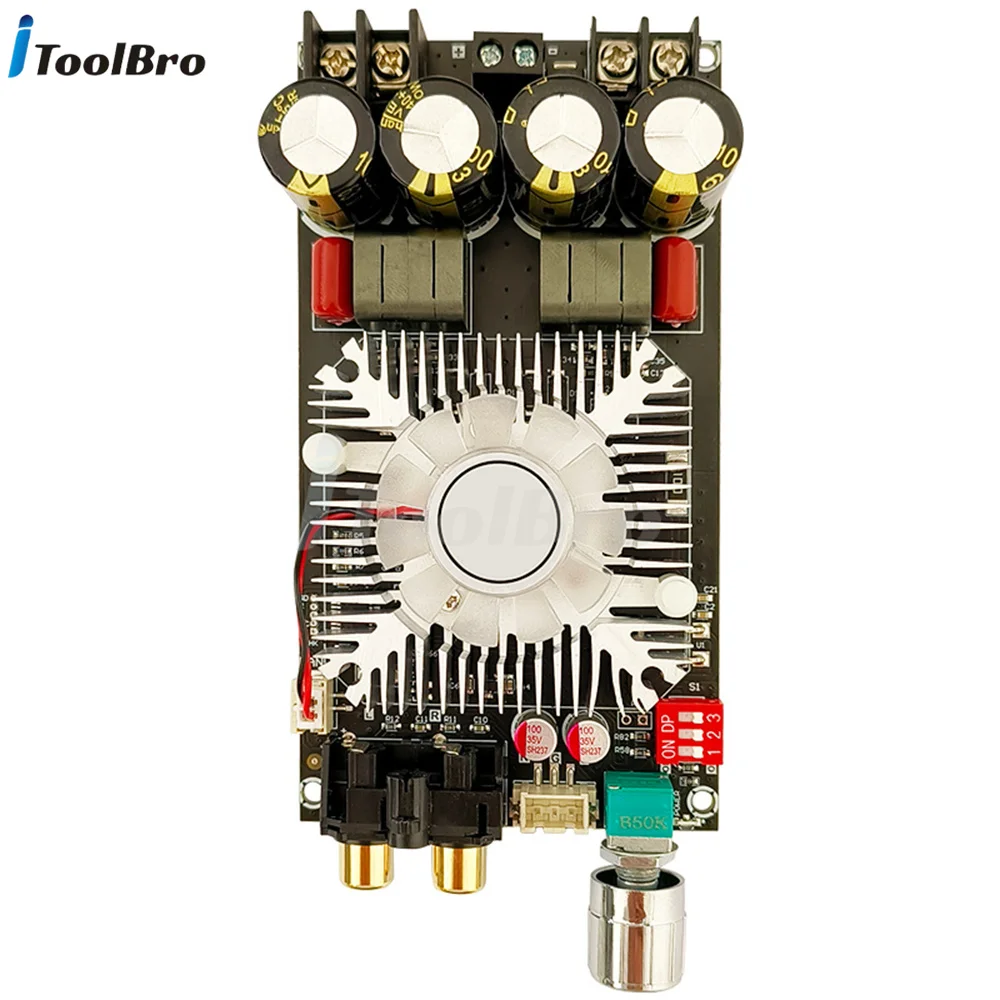 TDA7498E 160W+160W Audio Power Amplifier Board DC 15-35V with RCA XH2.54-3P Heatsink Fan Anti POP for Speaker Subwoofer