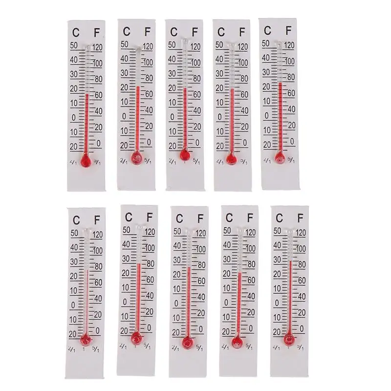 10 Pcs 5cmX1.1cm Miniature Paper Cardboard Thermometer Indoor -20-50 Celsius