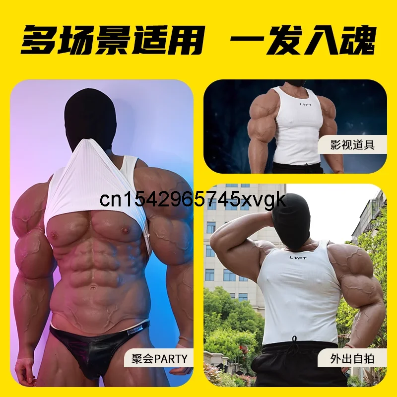 Mr. Enorme Muscle body Crossdressing Men Fake Suit Full body Man Silicone Monster Chest costumi Cosplay Chest