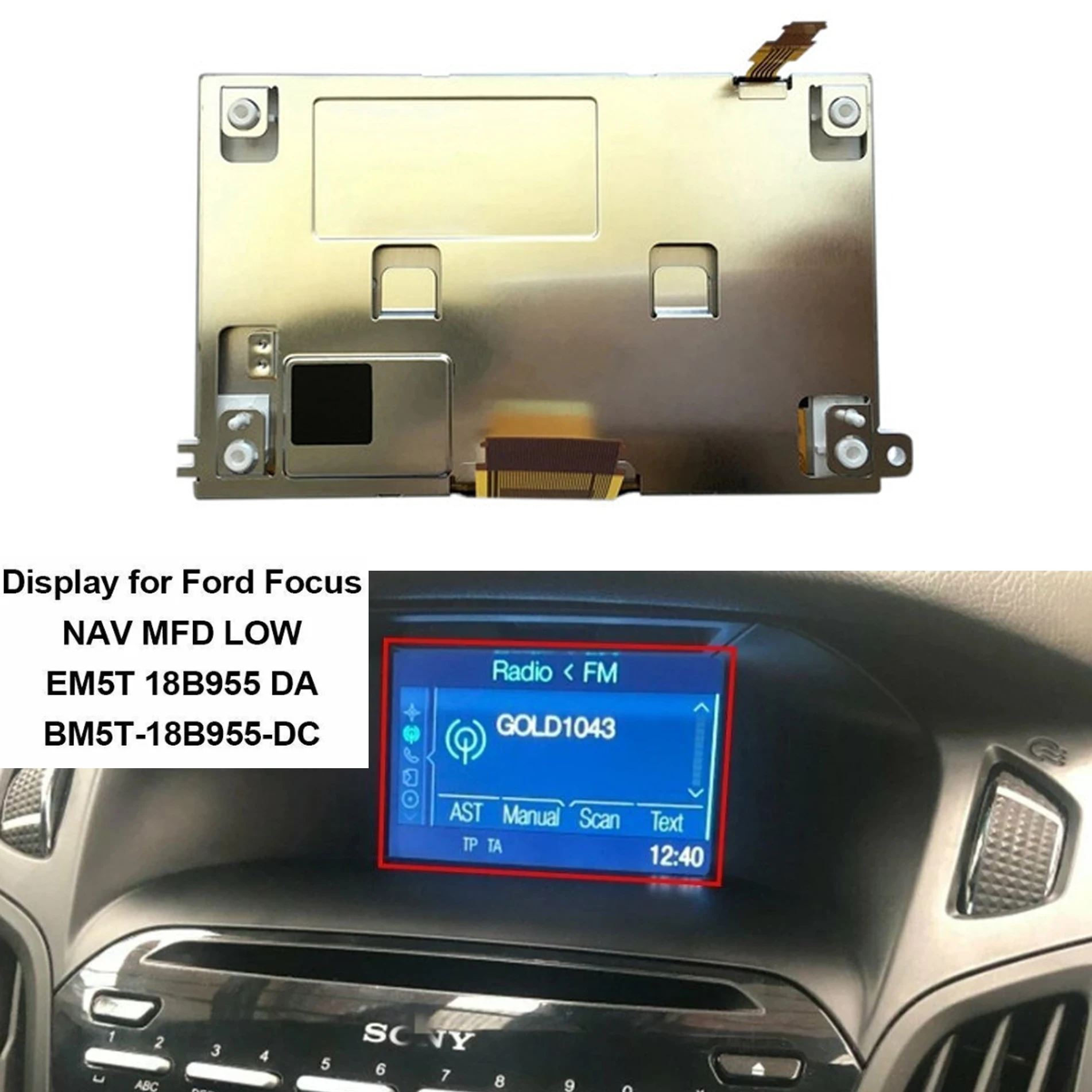 Imagem -05 - Navegação Original Display Lcd para Ford Fiesta Foco Kuga Ranger Trânsito C-max Nav Mfd Baixo Rádio Lcd 18b955 E1bt Bm5t Em5t