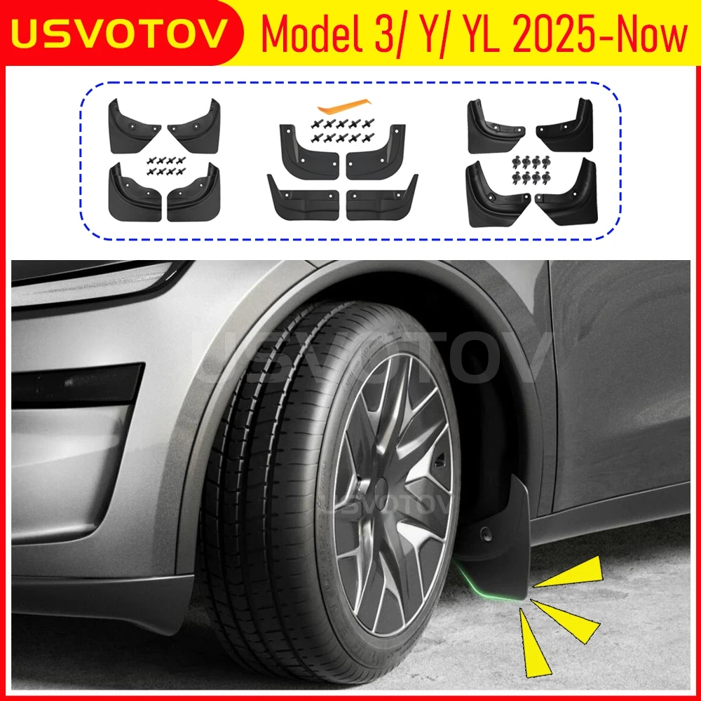 Брызговики без сверления для защиты краски, всепогодные, для Tesla Model Y Juniper 2026 2025 и Model 3 YL, аксессуары