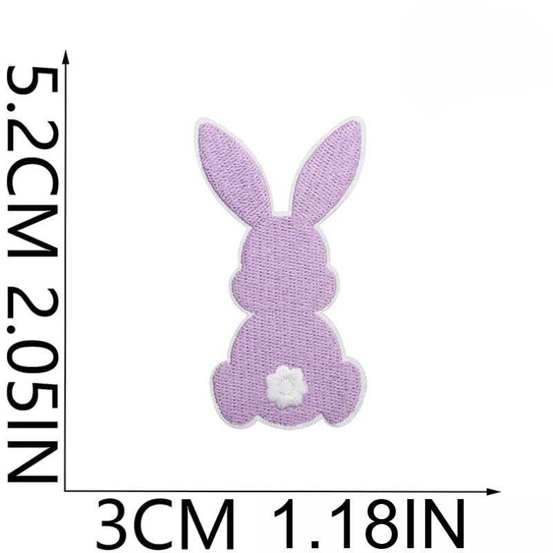 Easter Colorful Rabbit Bunny Iron-on Embroidered Badge Patch for DIY T-shirt Backpack Clothing Appliques Sticker Mini Size
