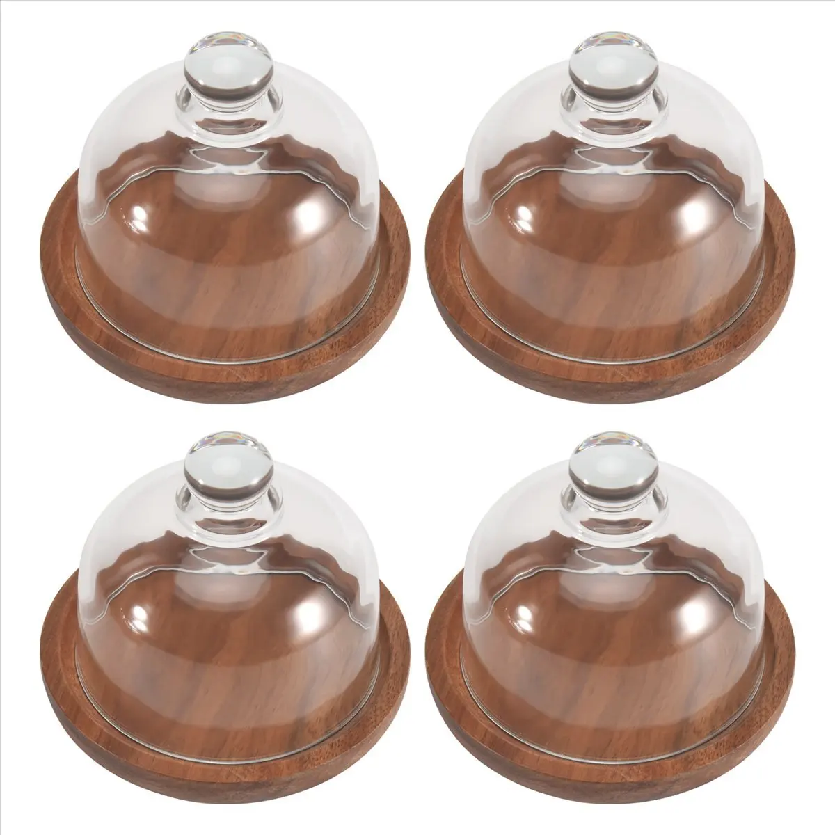 【ABFS】Multifunctional Dessert Serving Stand Cake Dish with Dome Lid Platter Cake Plate for Home Hotels(4Pcs)
