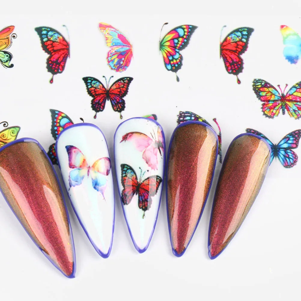 

10pcs Nail Stickers Butterfly Decals DIY Self adhesive Transfer Stickers Fashionable Art Design Christmas Parties