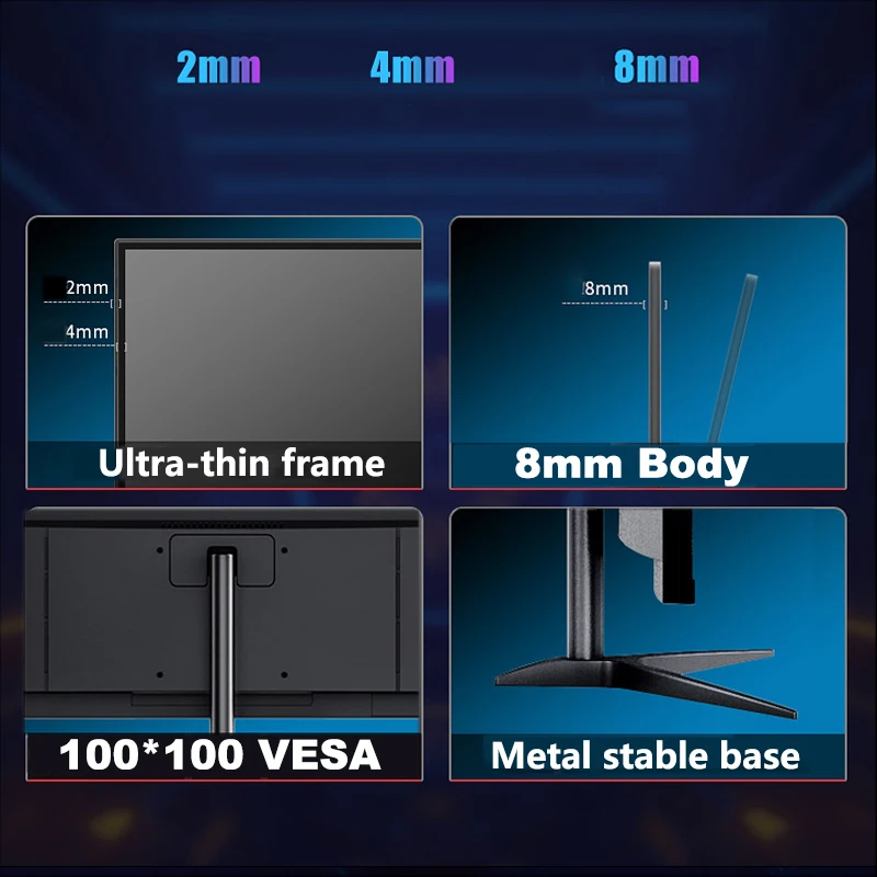 FYHXele 27-calowy Monitor FHD IPS płaski wyświetlacz do gier 165Hz 1ms obsługa adaptacyjnej synchronizacji 100% sRGB z USB HDMI DP