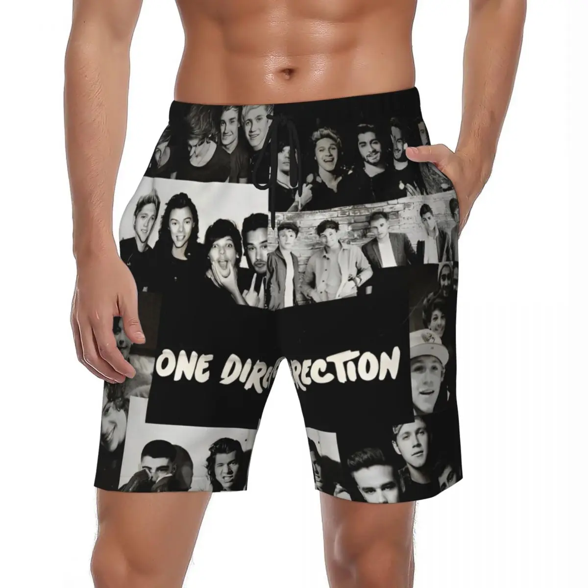 

1D Ones Music And Directions Logo Gym Shorts Летние пляжные шорты для бега в стиле рок-группы Мужские быстросохнущие гавайские плавки большого размера