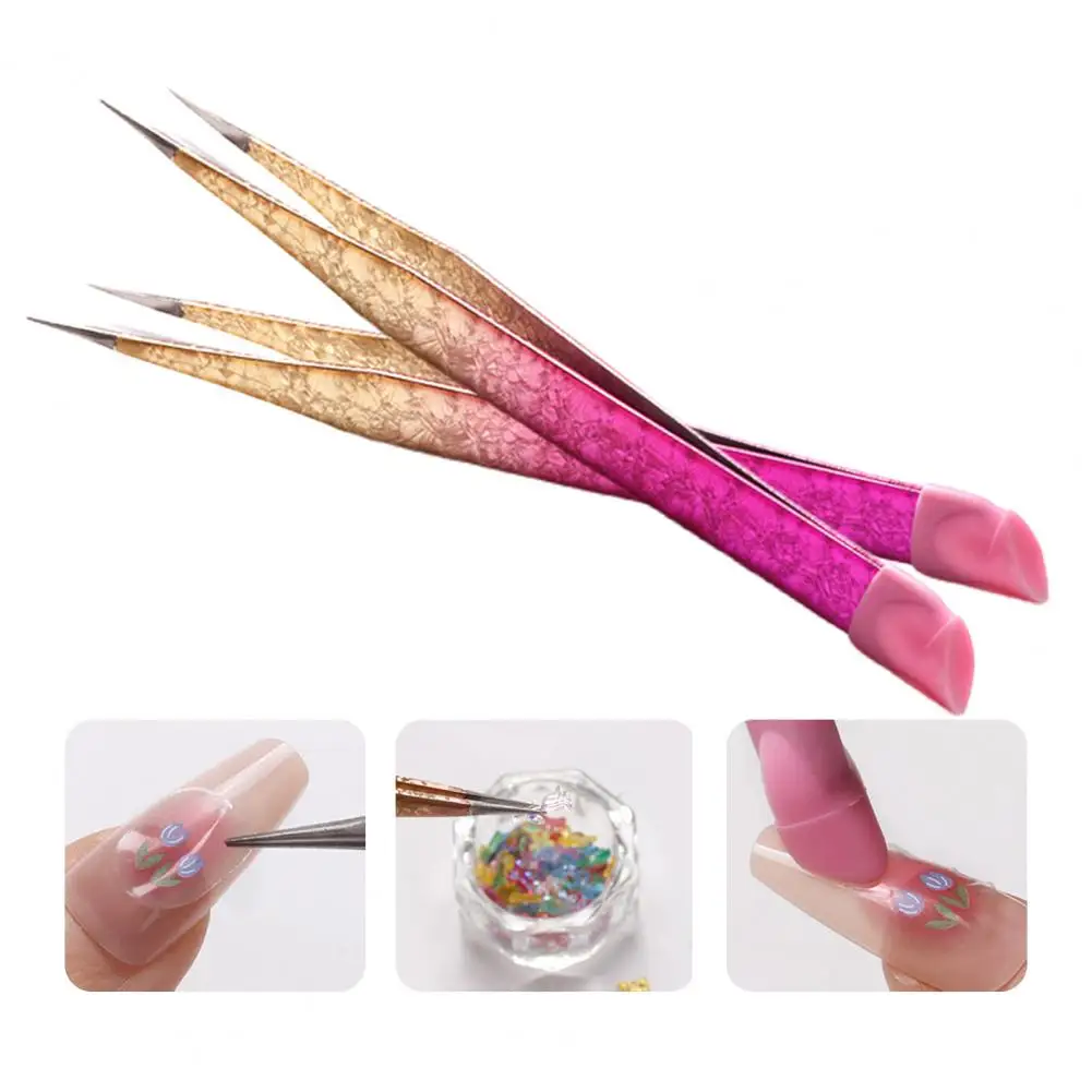 Convenient Nail Shaping Clip UV Gel Fixed Tools Manicure Tweezers Stainless Steel  Rhinestones Picker