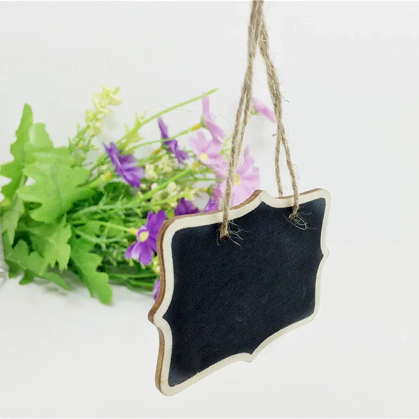 5pcs/Lot Mini Rectangle Chalkboards Hemp Rope Hanging Wooden  Message board For Wedding Party Painting Decoration 6*8cm