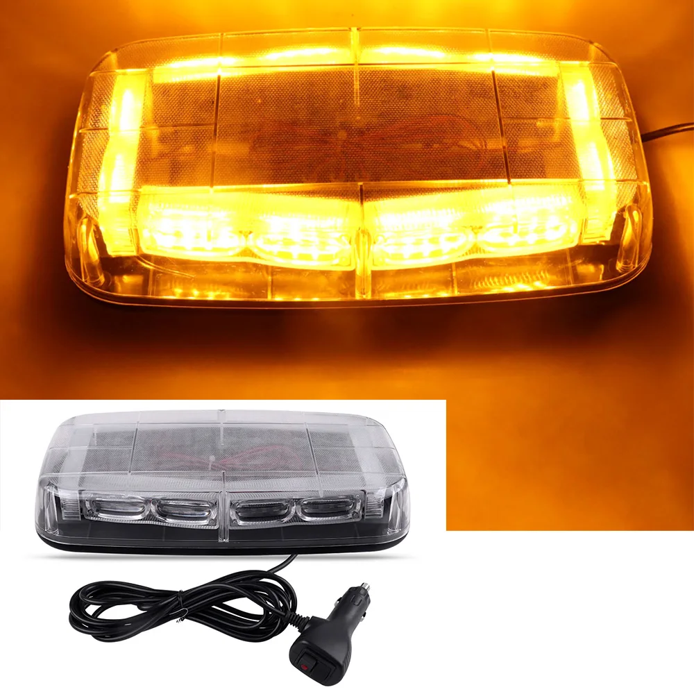 Roof Top Strobe Lights 48LED Emergency Safety Hazard Warning Light LED Flashing Light Bar Magnetic Mount for 12V -28V Car Truck